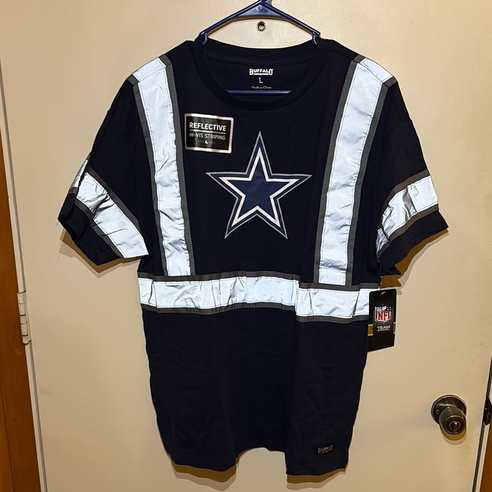 NWT Blue Cowboys NFL Reflective Hi Vis T-Shirt L